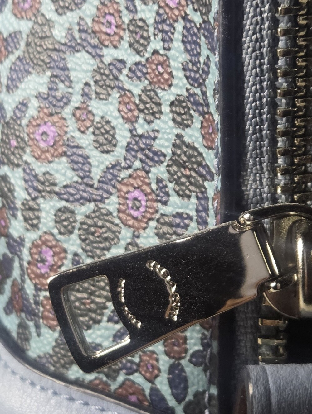 Coach Small Dome Satchel in Blue Floral Print with Black Trim - Picture 5 of 8
